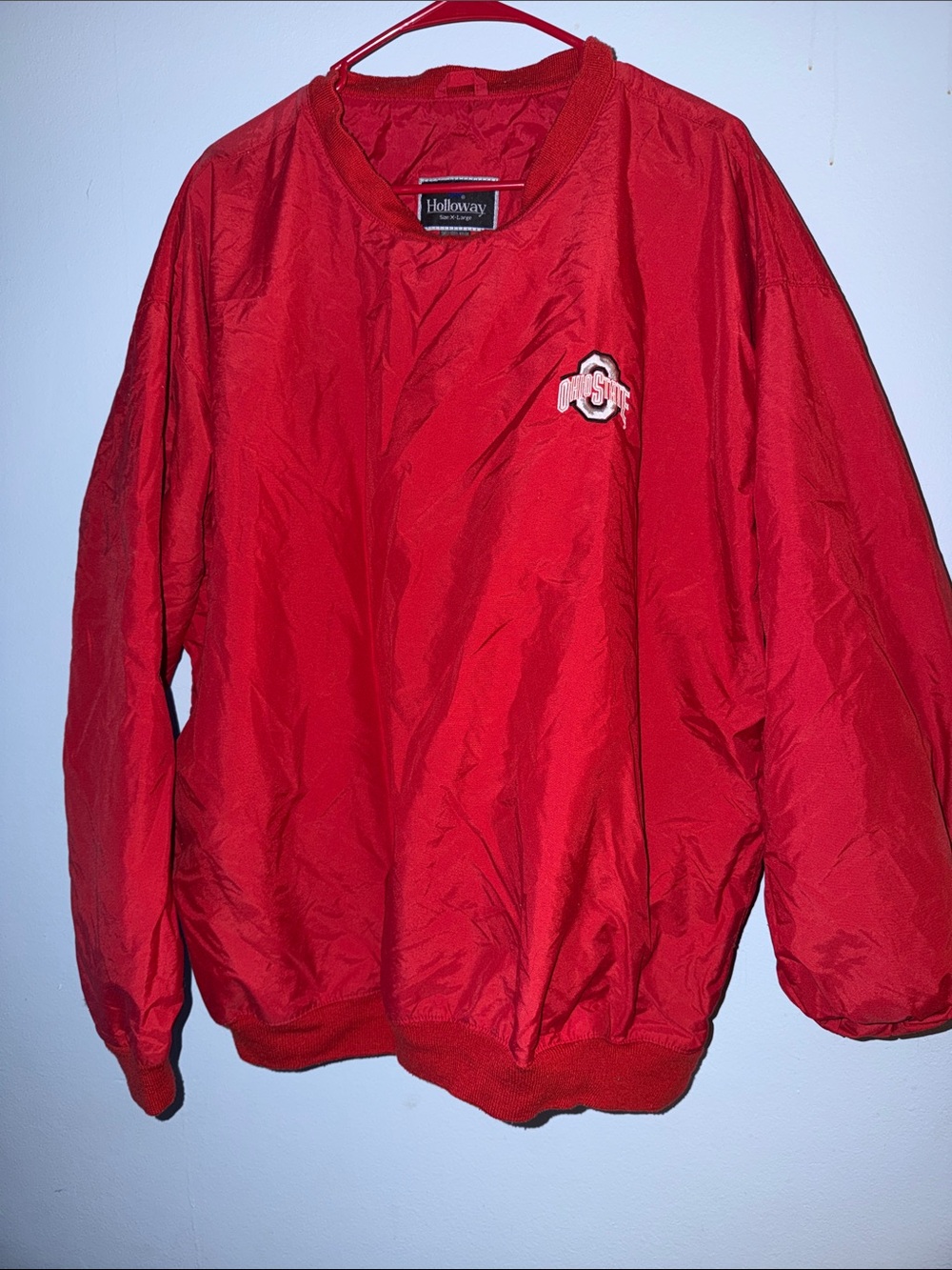 Holloway Red Ohio State Pullover Jacket fits like large men’s buckeyes football